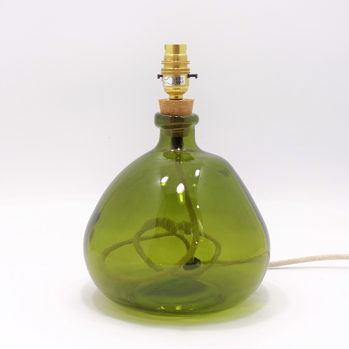 Recycled Glass Lamp Olive Green 29cm