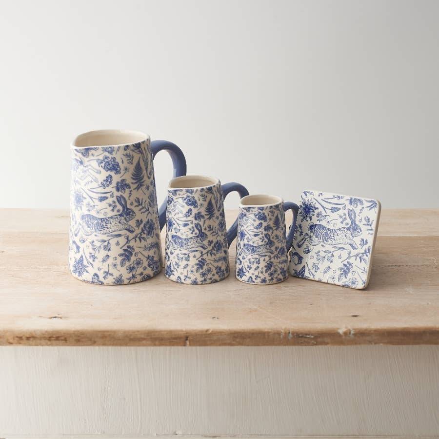 Blue Hare Floral Jug, 11cm