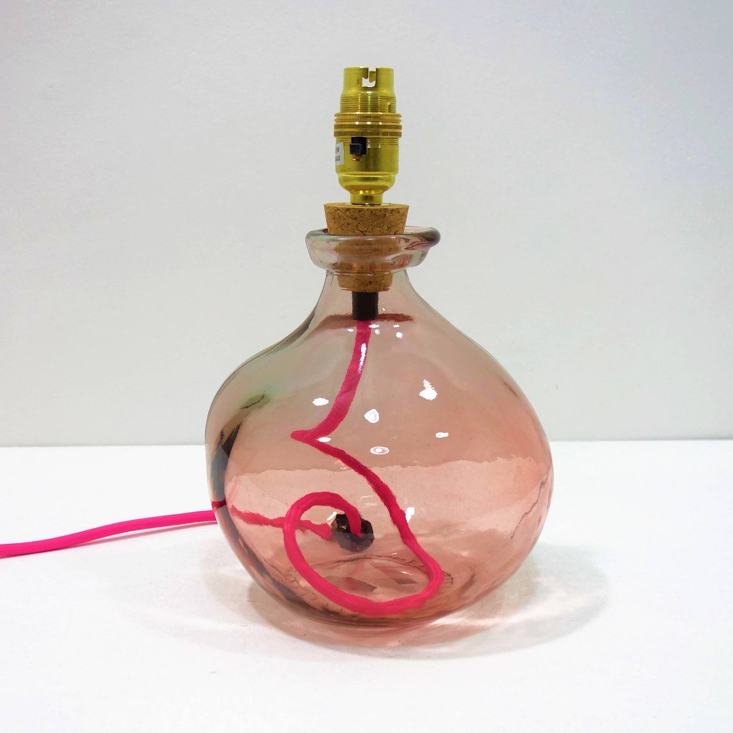 Recycled Glass Lamp Pink 24cm