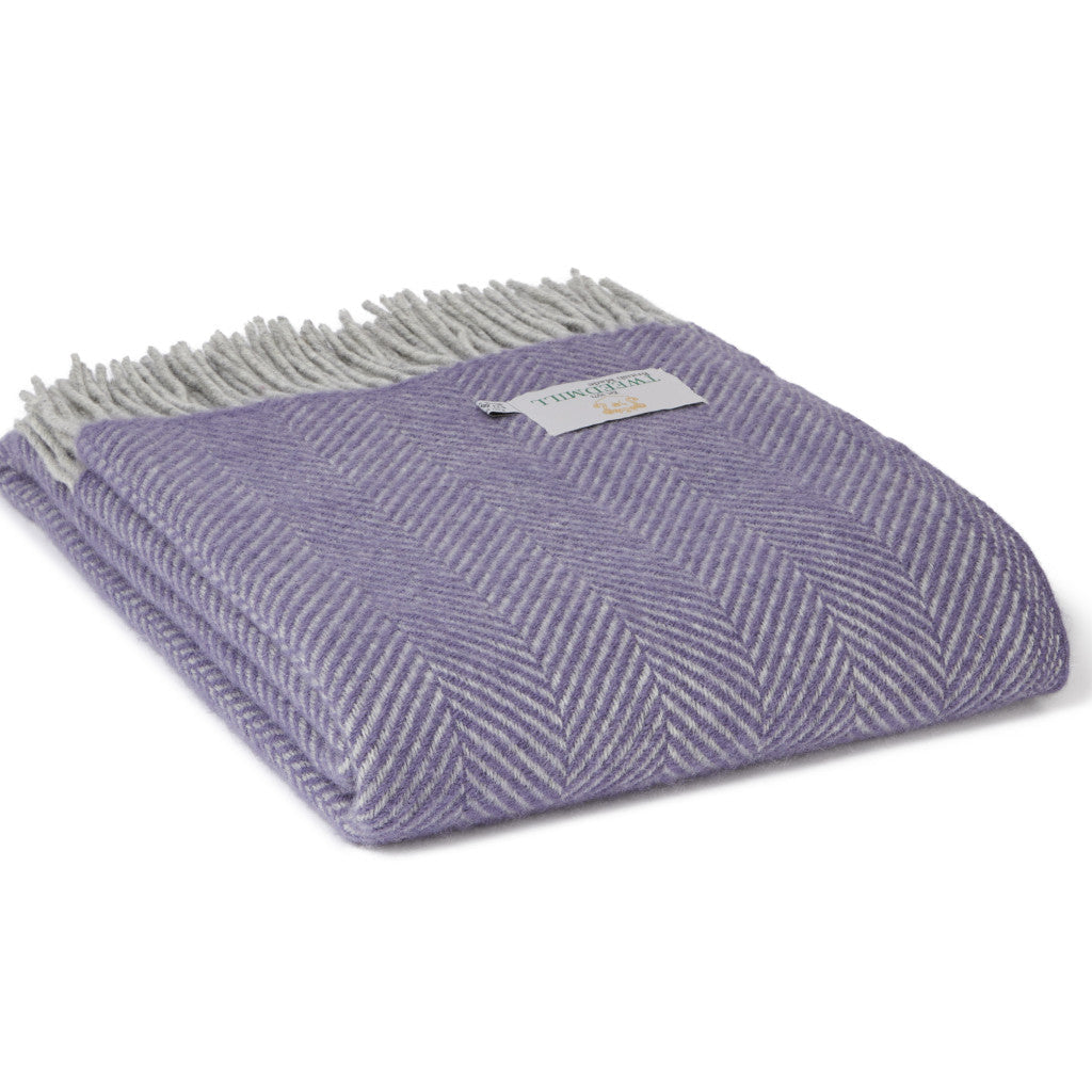 Tweedmill Lifestyle Herringbone Wool Throw Blanket Lavender