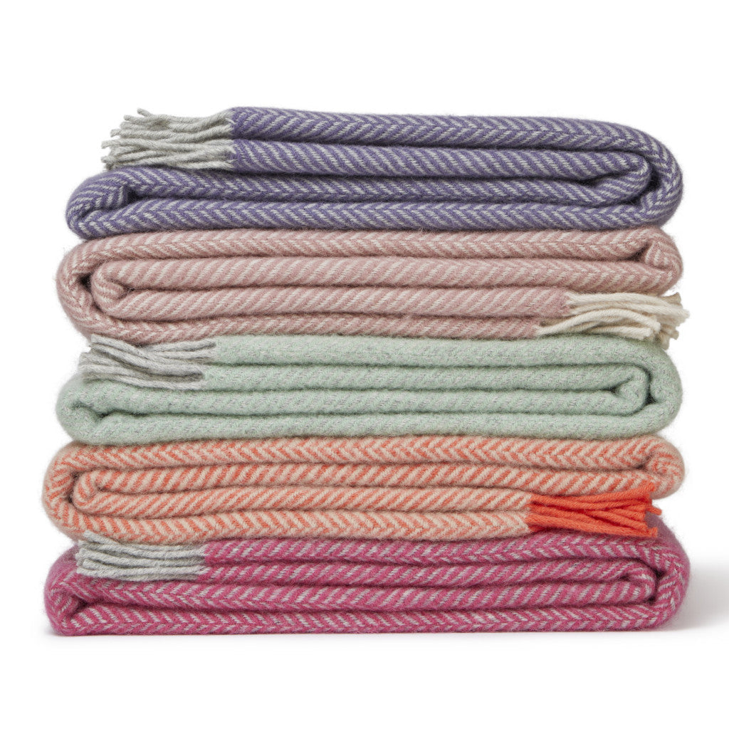 Tweedmill Lifestyle Herringbone Wool Throw Blanket Lavender