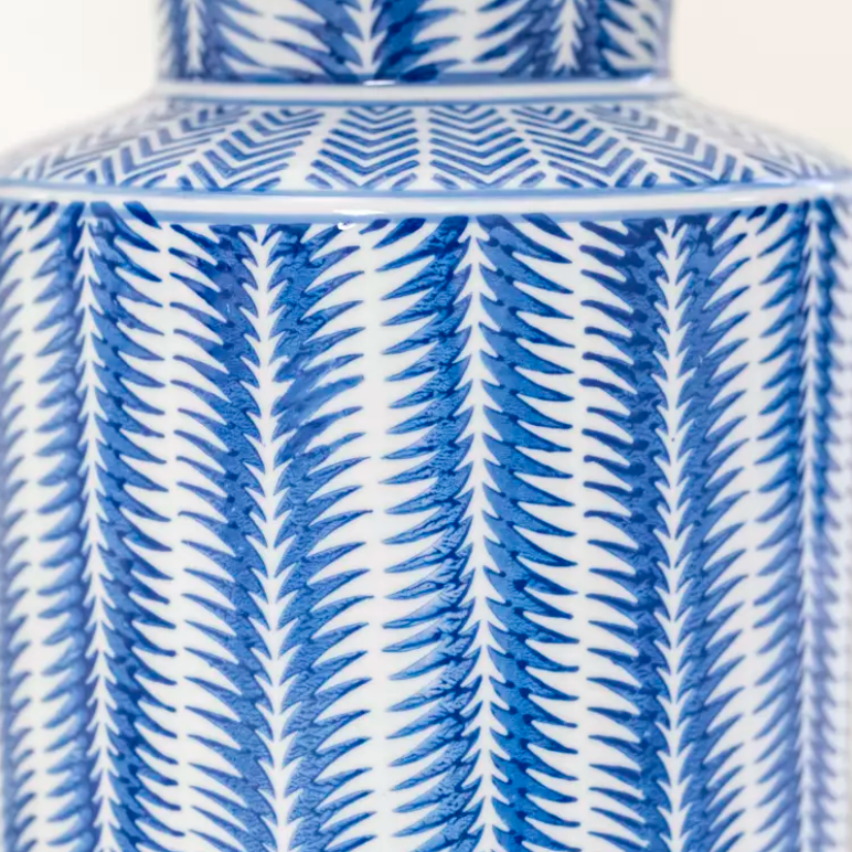 Lamp Serrato Cerulean Blue with Taupe Shade