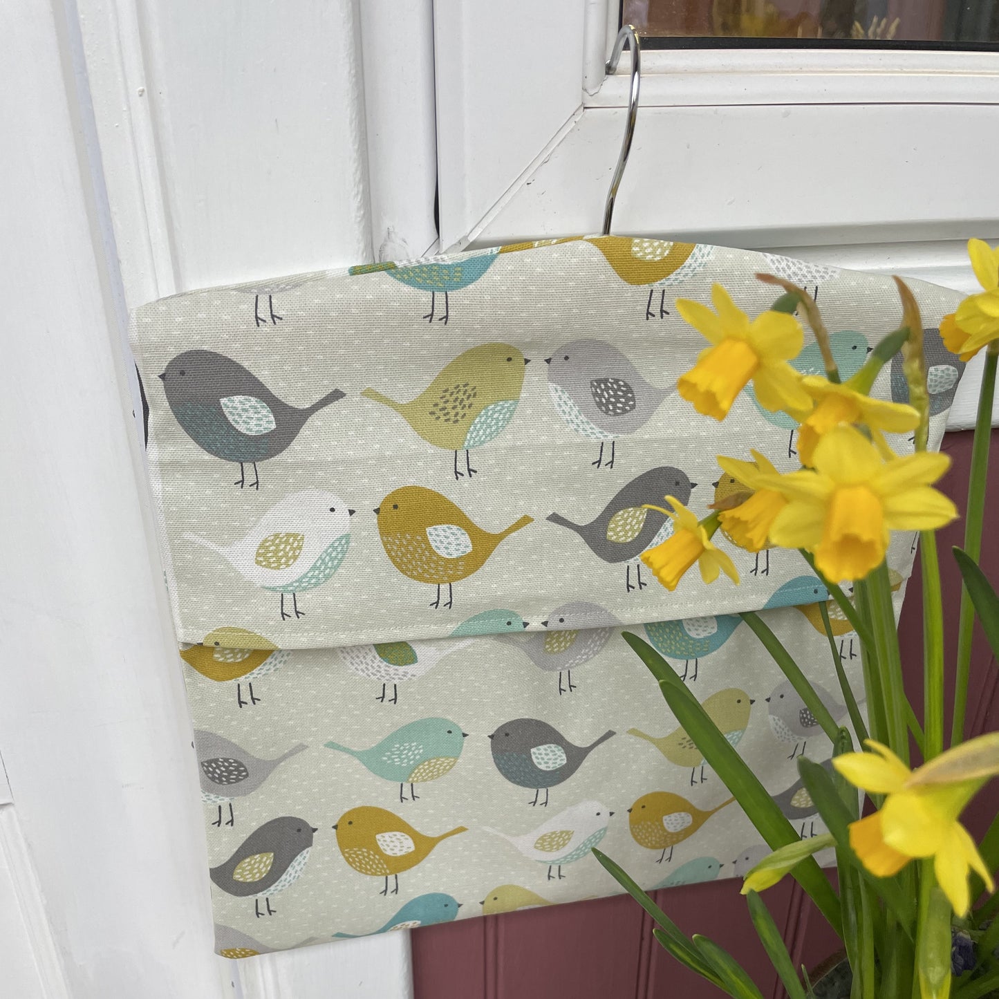 Raspberry Leaf Interiors Handmade Fabric Peg Bag Love Birds