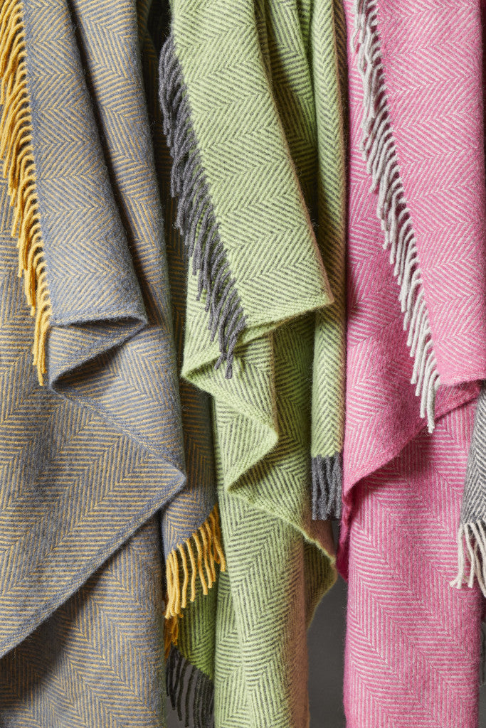 Tweedmill Lifestyle Pink and Silver Herringbone Throw