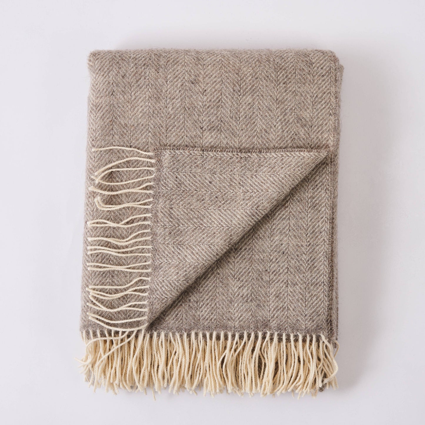 Adam Curtis Muckle Flugga Real Shetland Wool Grey Herringbone Throw