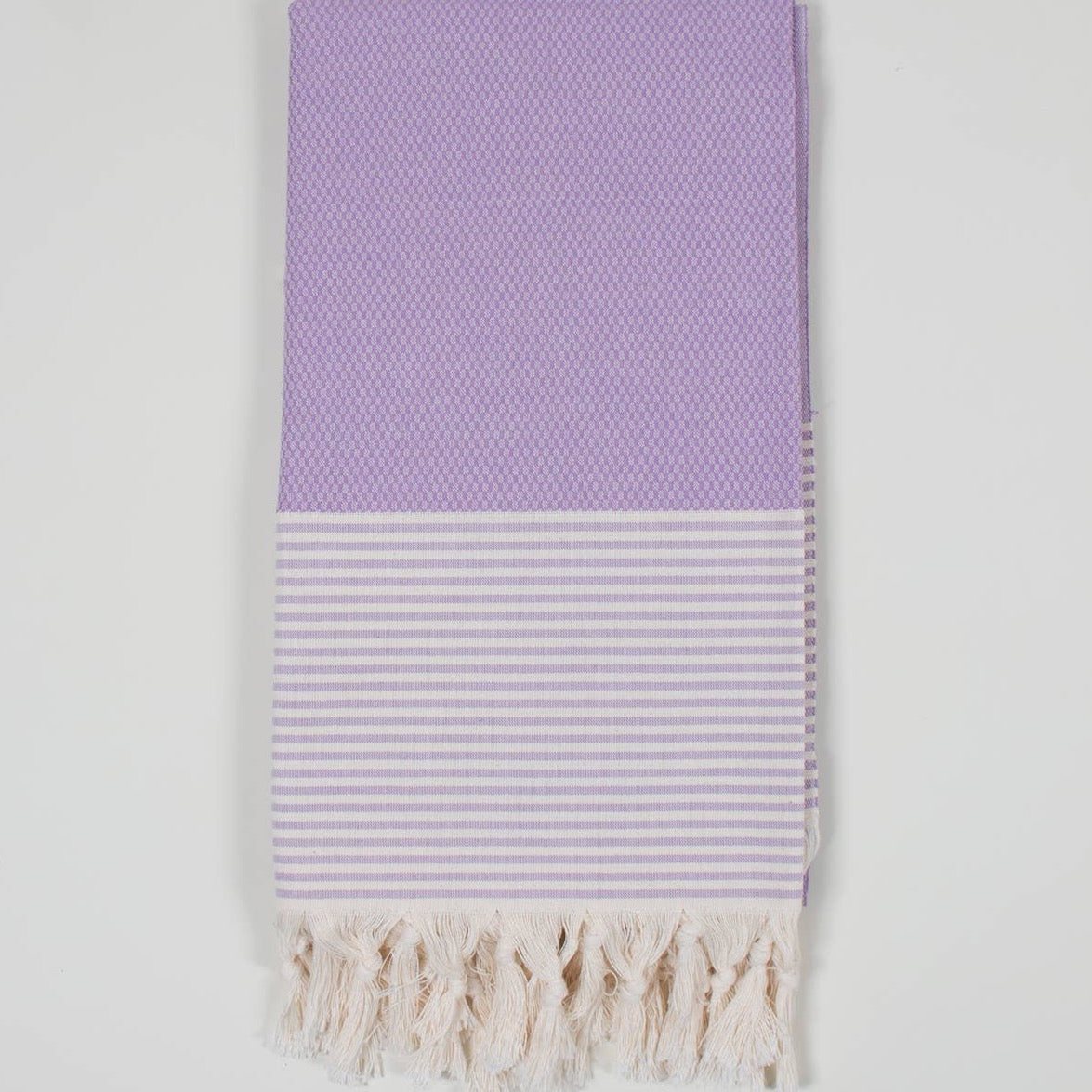 Bohemia design purple stripy cotton Turkish hammer beach towel with tassel fringing