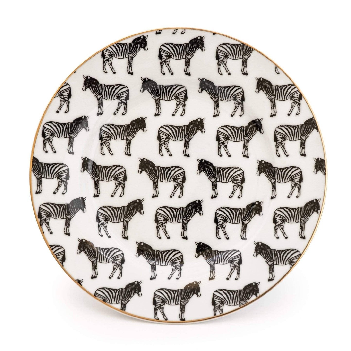 Animal Luxe Side Plate All Over Zebra Print Black with Gold