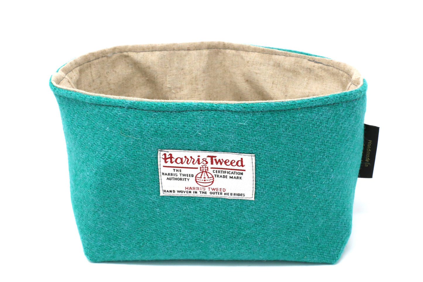 Handmade Harris Tweed Linen Basket: Jade