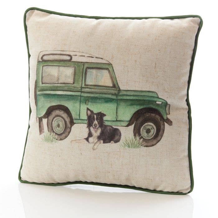 Landy And Collie Dog Printed Polyester Cushion