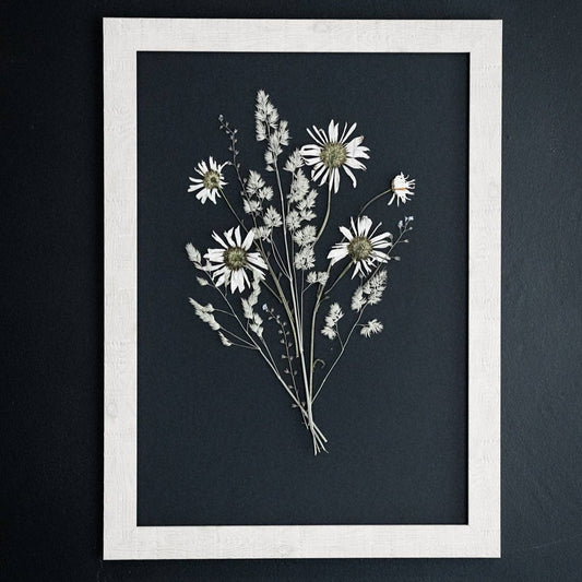 Golden Hour  – Framed Black A3 Pressed Flower Giclée Print: Framed A3 Pressed Flower Print: Sand Frame