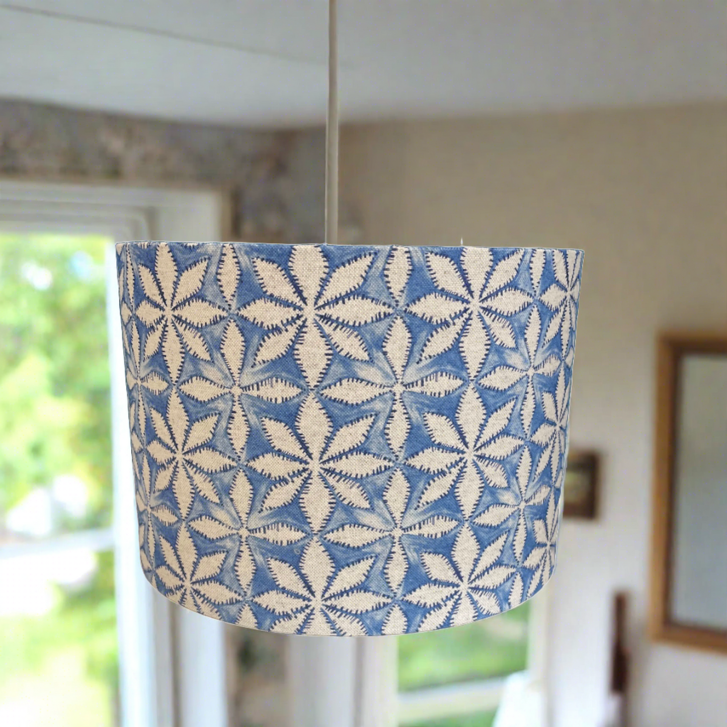 Raspberry Leaf Interiors Handmade  Lampshade 30cm Drum Haddon Cornflower