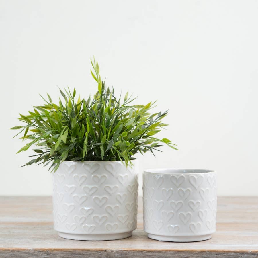 White Heart Planter, 14cm