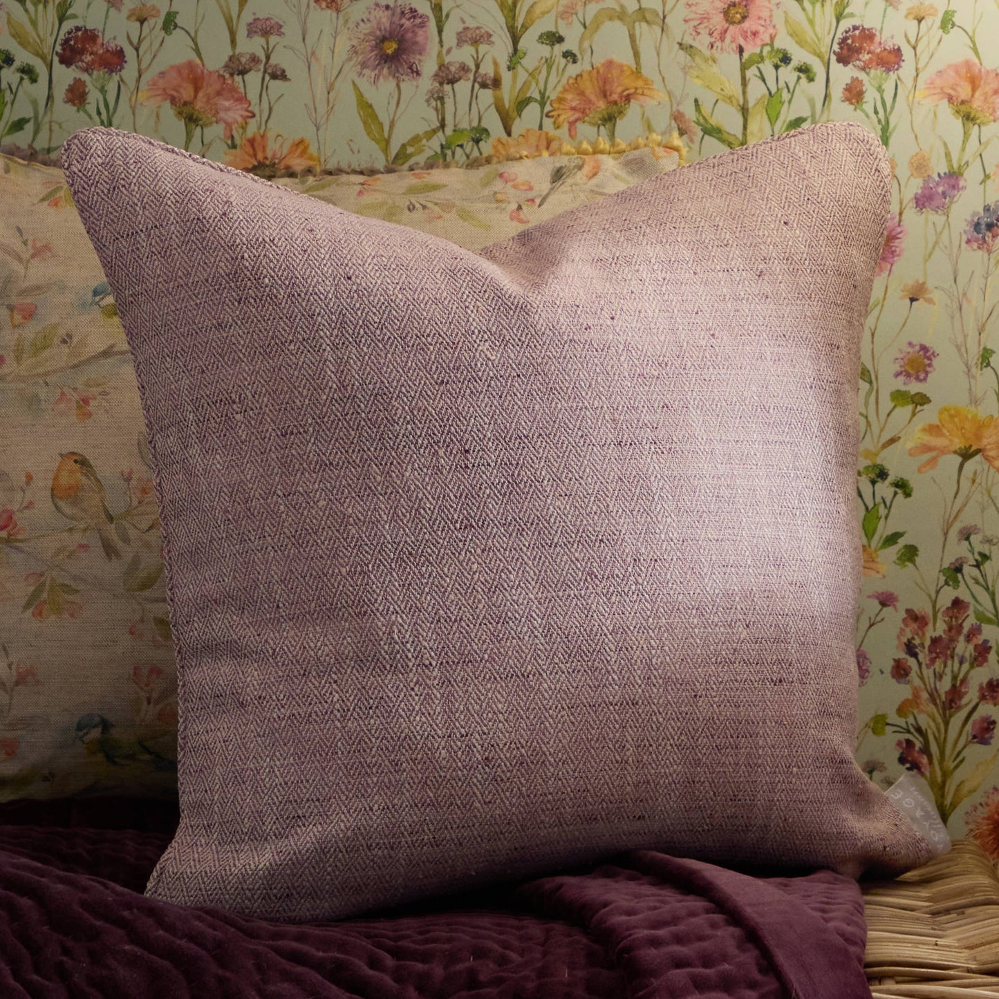 Voyage Maison Jedburgh Textured Woven Square Cushion Heather 50 x 50cm