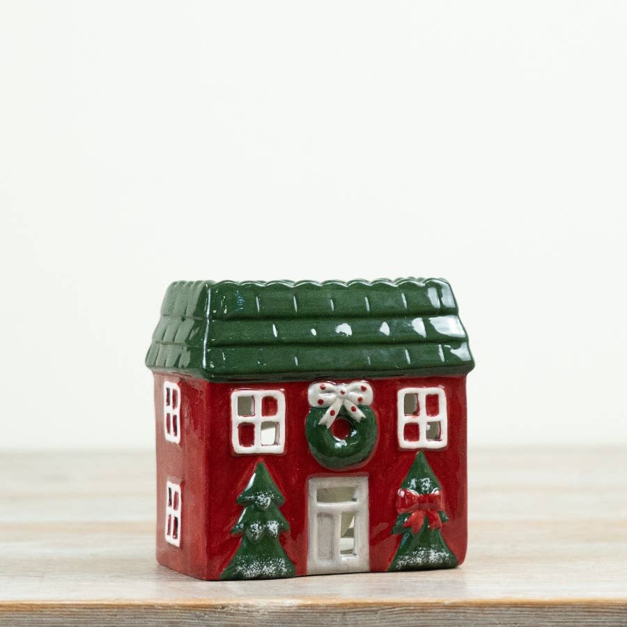 Red Christmas House Tealight Holder – 15cm