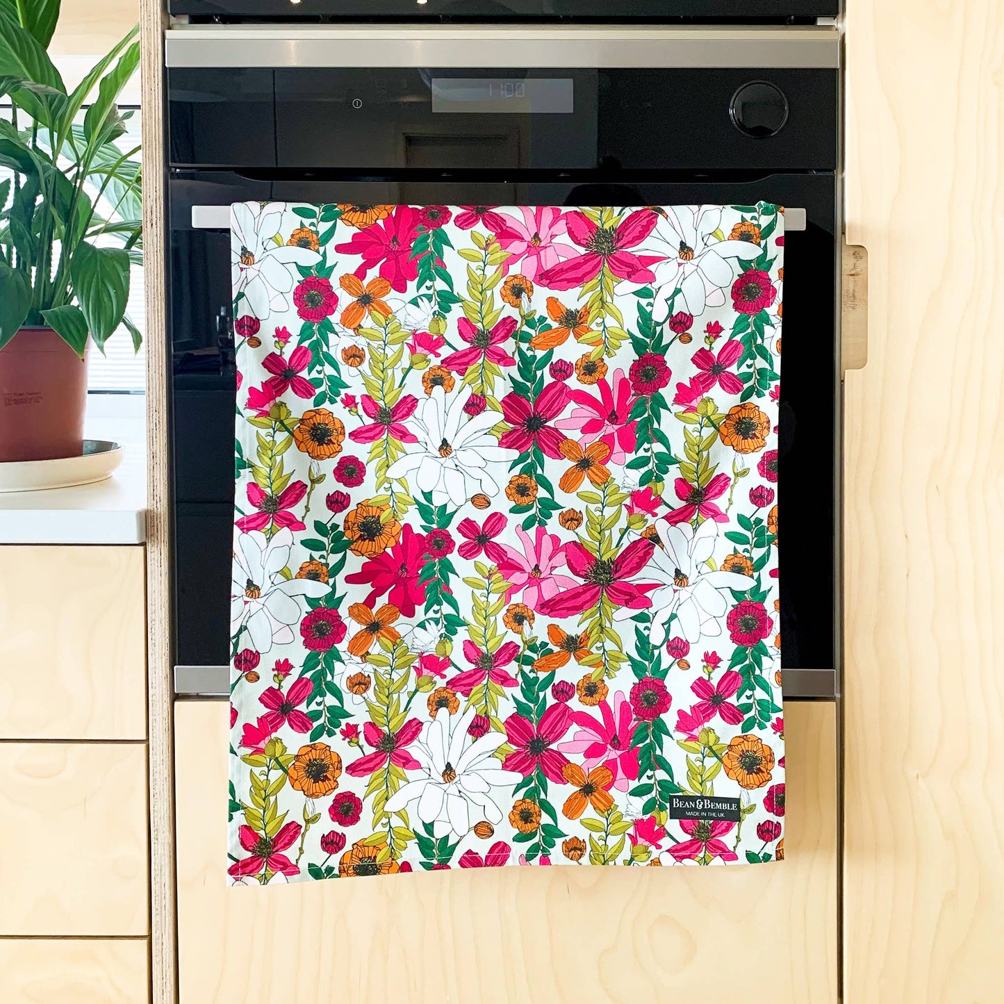 Bean and Bemble Tea Towel Vivid Blooms Floral - Organic Cotton