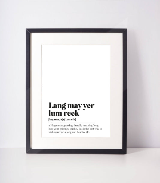 Lang may yer lum reek Scottish Slang Definition UNFRAMED PRINT A4