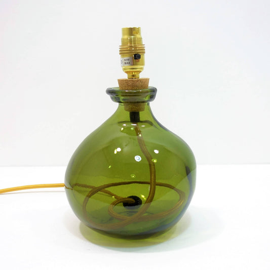 Recycled Glass Lamp Olive Green, 24cm