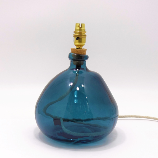Recycled Glass Lamp Petrol Blue Amber Flex 29cm