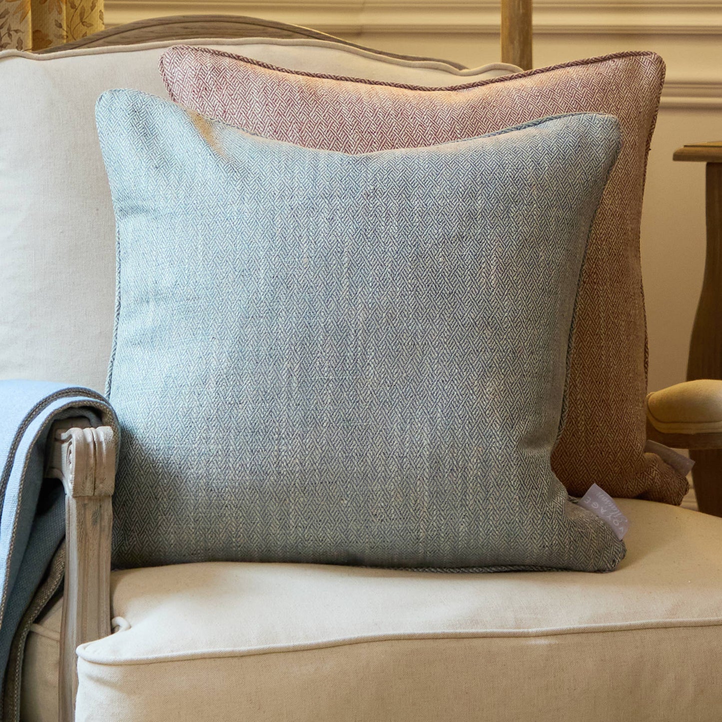 Voyage Maison Jedburgh Textured Woven Square Cushion Teal 50 x 50cm
