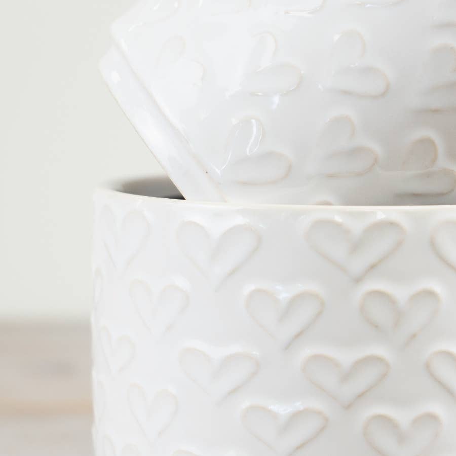 White Heart Planter, 12cm