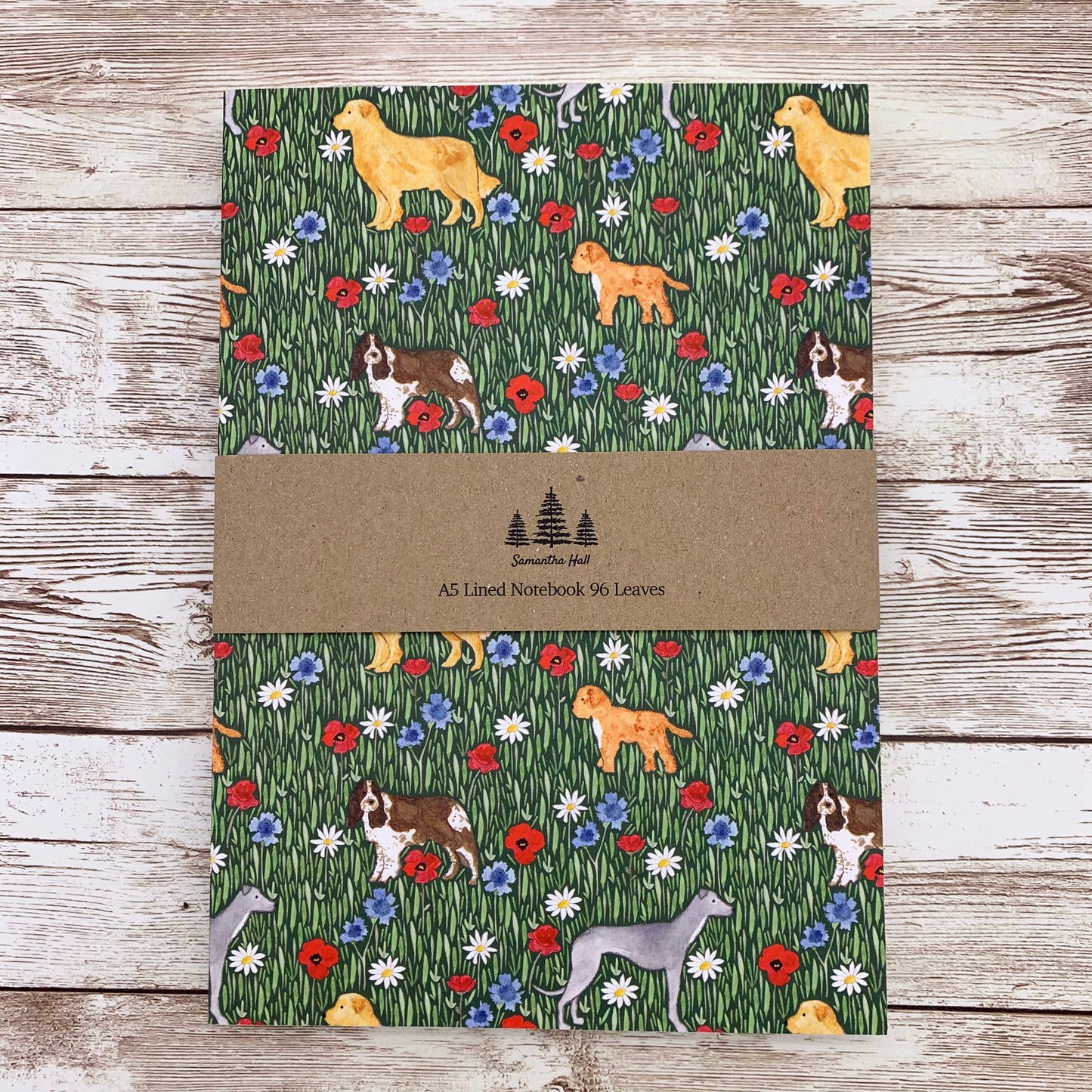 Samantha Hall Designs A5 Wildflower Walkies dog notebook