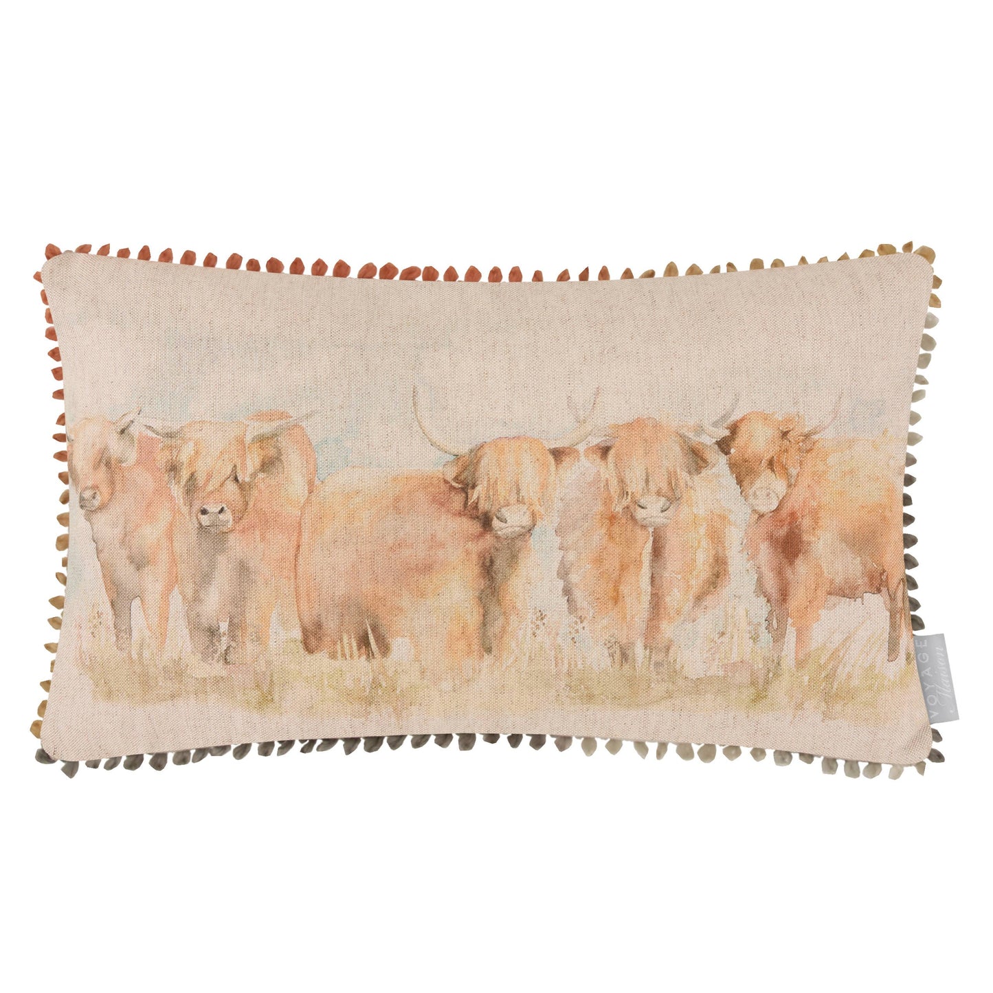 Voyage Maison Highland Cattle Printed Cushion Natural 30cm x 50cm