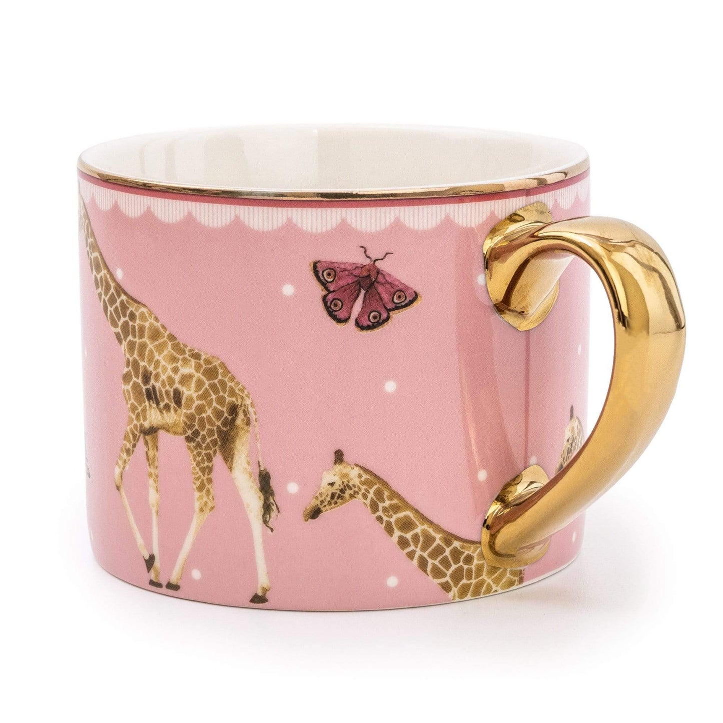 Giraffe Pink Straight Sided Mug with Gold Handle