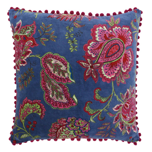 Malisa Paisley Cushion Smoke Blue: Smoke Blue / Feather Rich Filled / 50 x 50cm