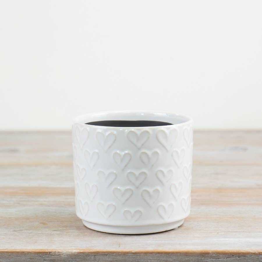 White Heart Planter, 12cm