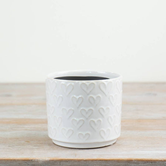 White Heart Planter, 12cm