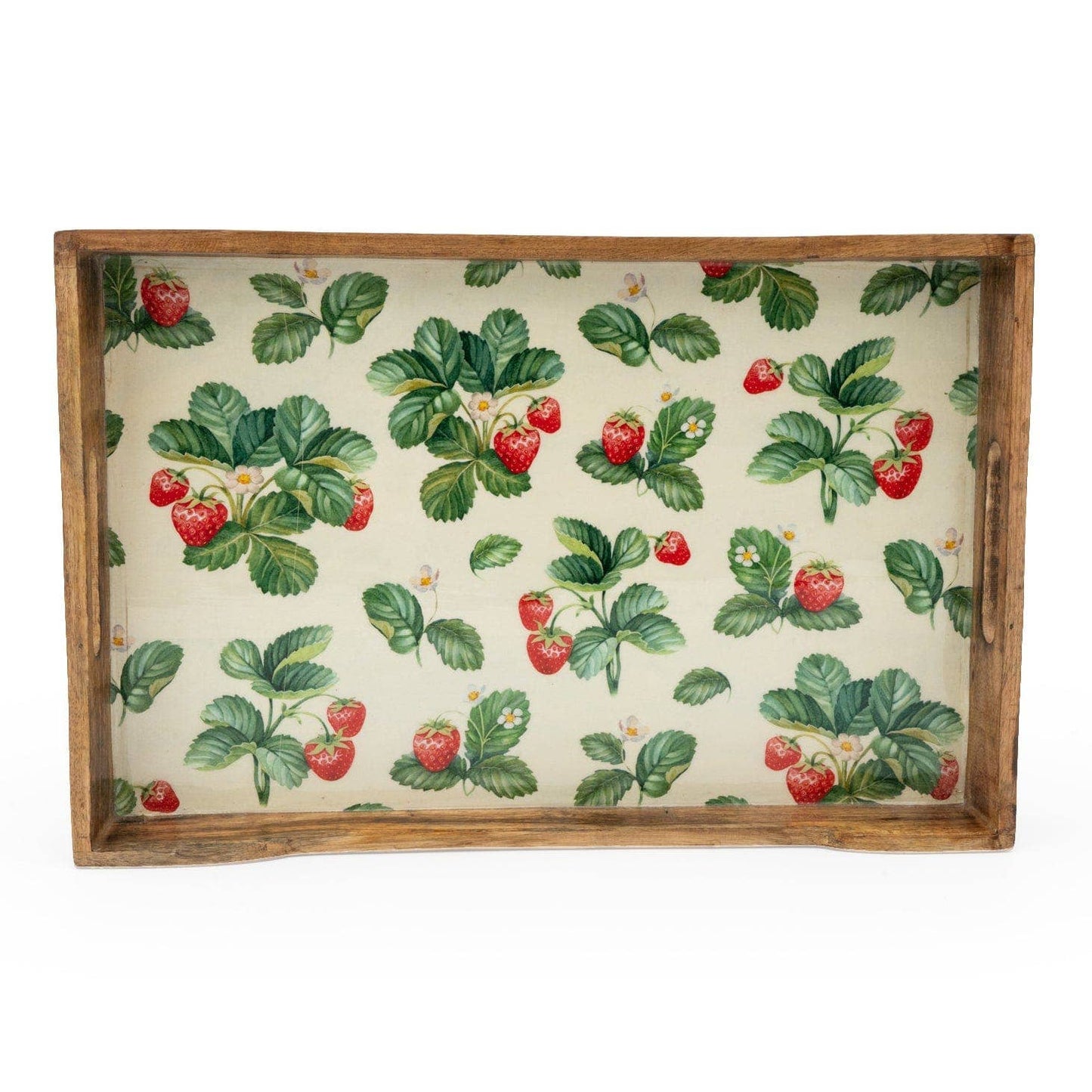 Strawberry Design  Mango Wood Rectangular Tray