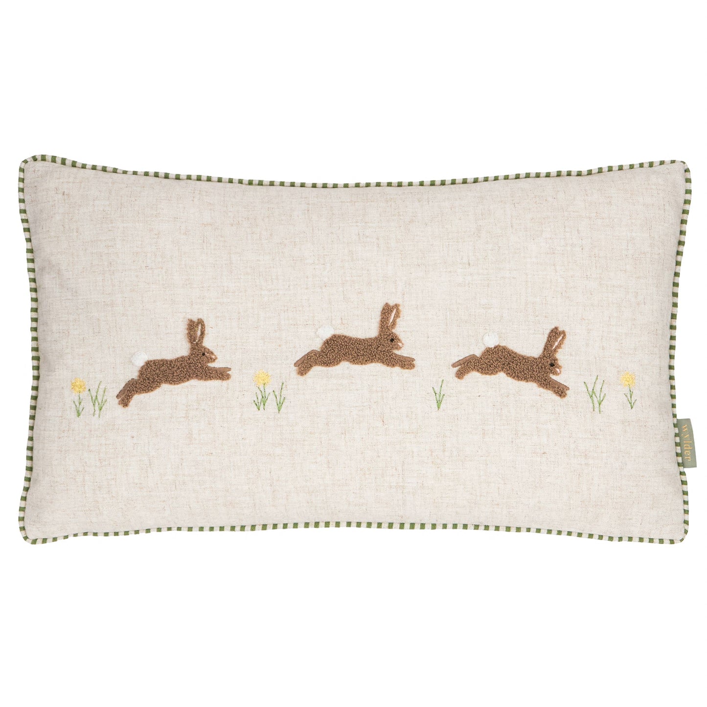 Ramble Hares Tufted Cushion Sage: Sage 30cm x 50cm
