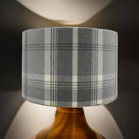 Dove Grey Balmoral check lampshade 30cm