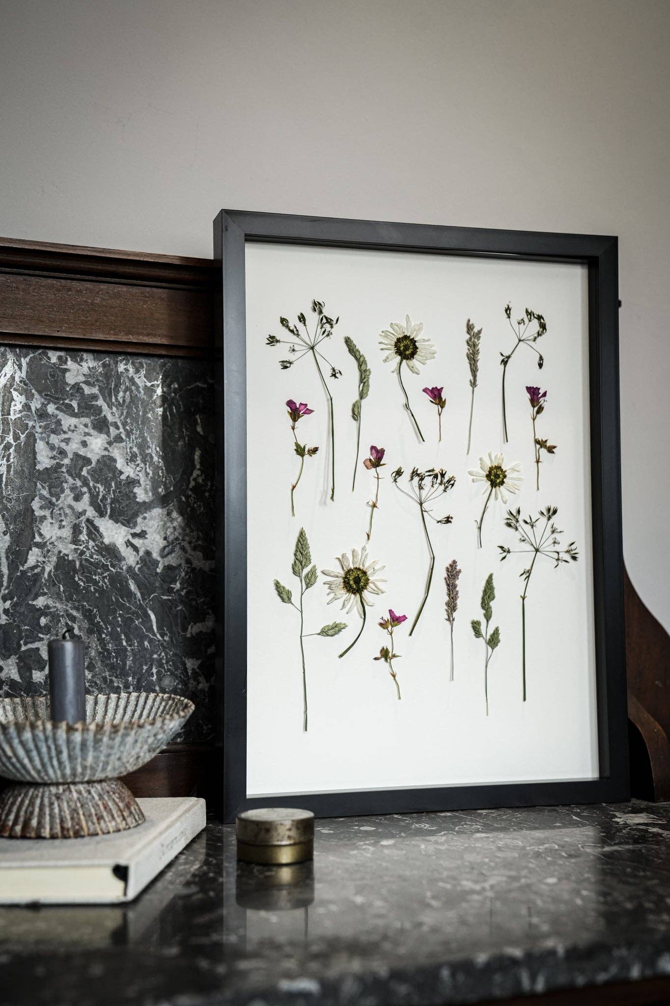 Pressed Meadow: Framed A3 Giclée Pressed Flower Print: Framed A3 Pressed Flower Print: Black Noir Frame