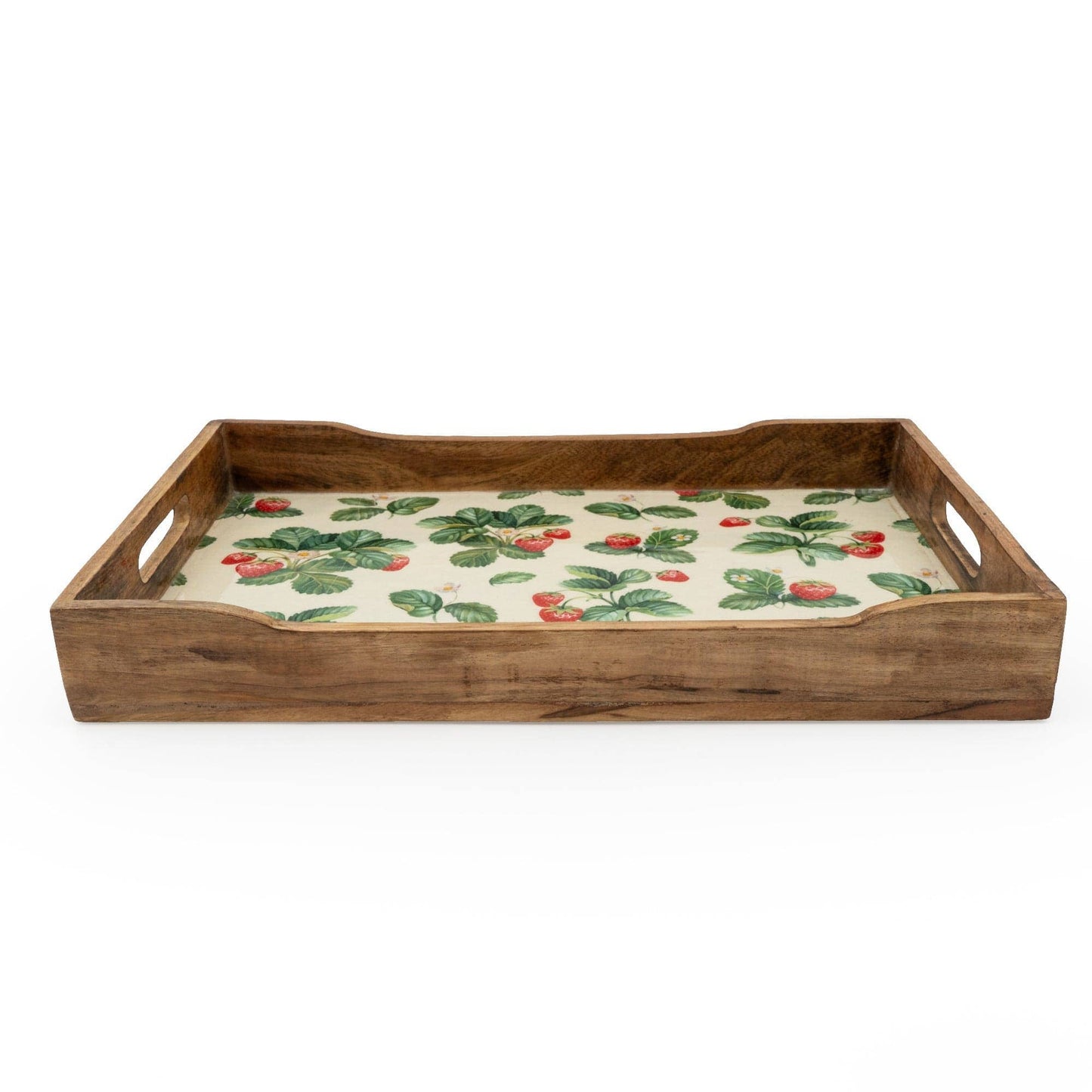 Strawberry Design  Mango Wood Rectangular Tray