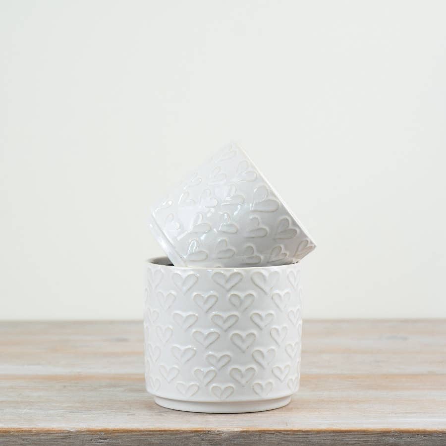 White Heart Planter, 12cm