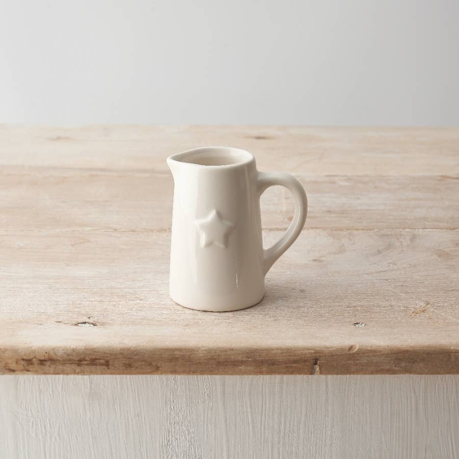 Small Ceramic White Jug with Star
