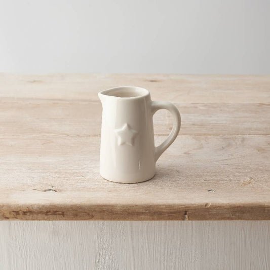 Small Ceramic White Jug with Star