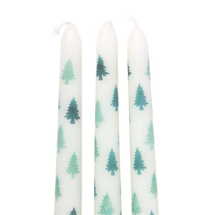 Set of 3 White Christmas Tree Taper Candles