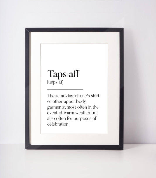 Taps affs Scottish Slang Definition Unframed Print: A4