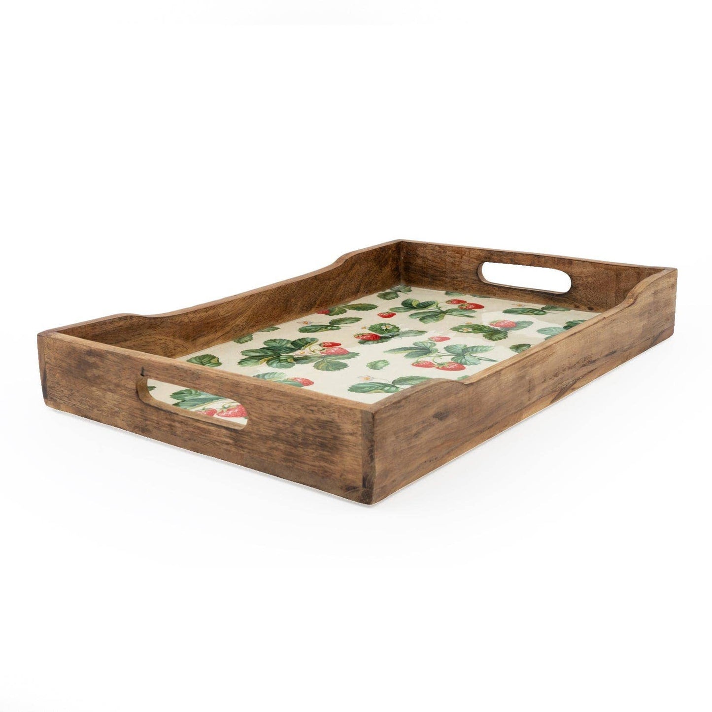 Strawberry Design  Mango Wood Rectangular Tray