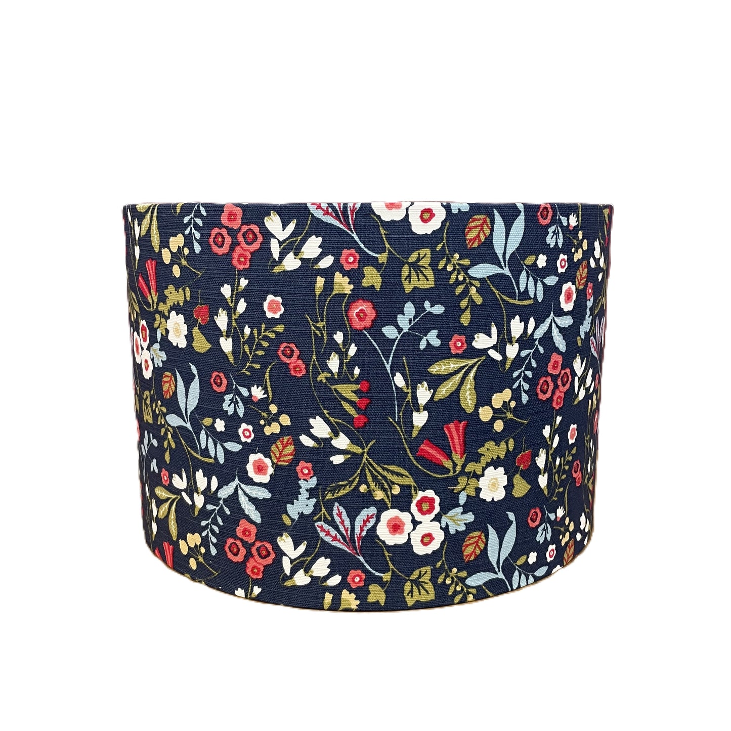 Raspberry Leaf Interiors Handmade Lampshade 30cm Drum Ashbee Navy Rouge