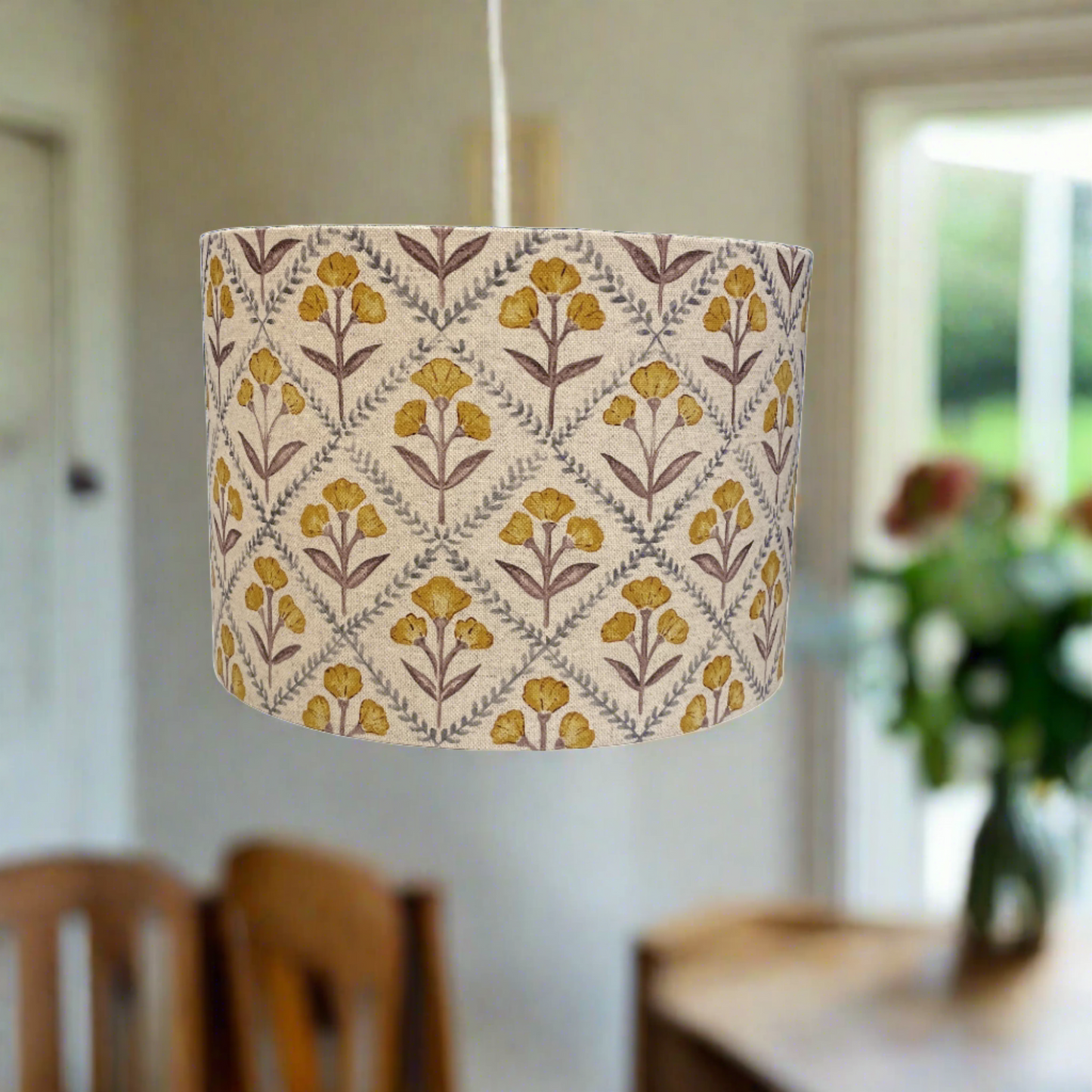 Raspberry Leaf Interiors Handmade Lampshade 30cm Drum Chatsworth Honey