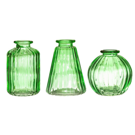 Sass and Belle Green Glass Bud Vases - Set of 3