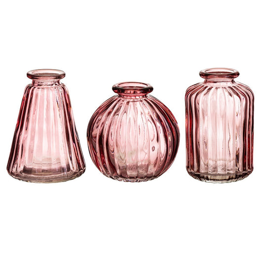 Sass and Belle Pink Glass Bud Vases - Set of 3