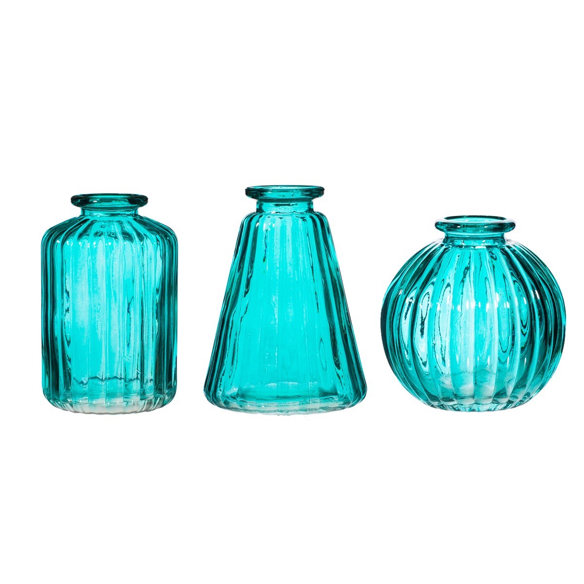 Sass and Belle Turquoise Glass Bud Vases - Set of 3