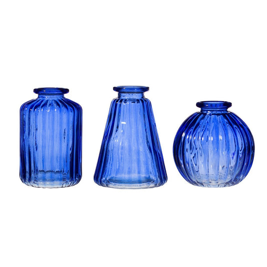 Sass and Belle Cobalt Blue Glass Bud Vases - Set of 3