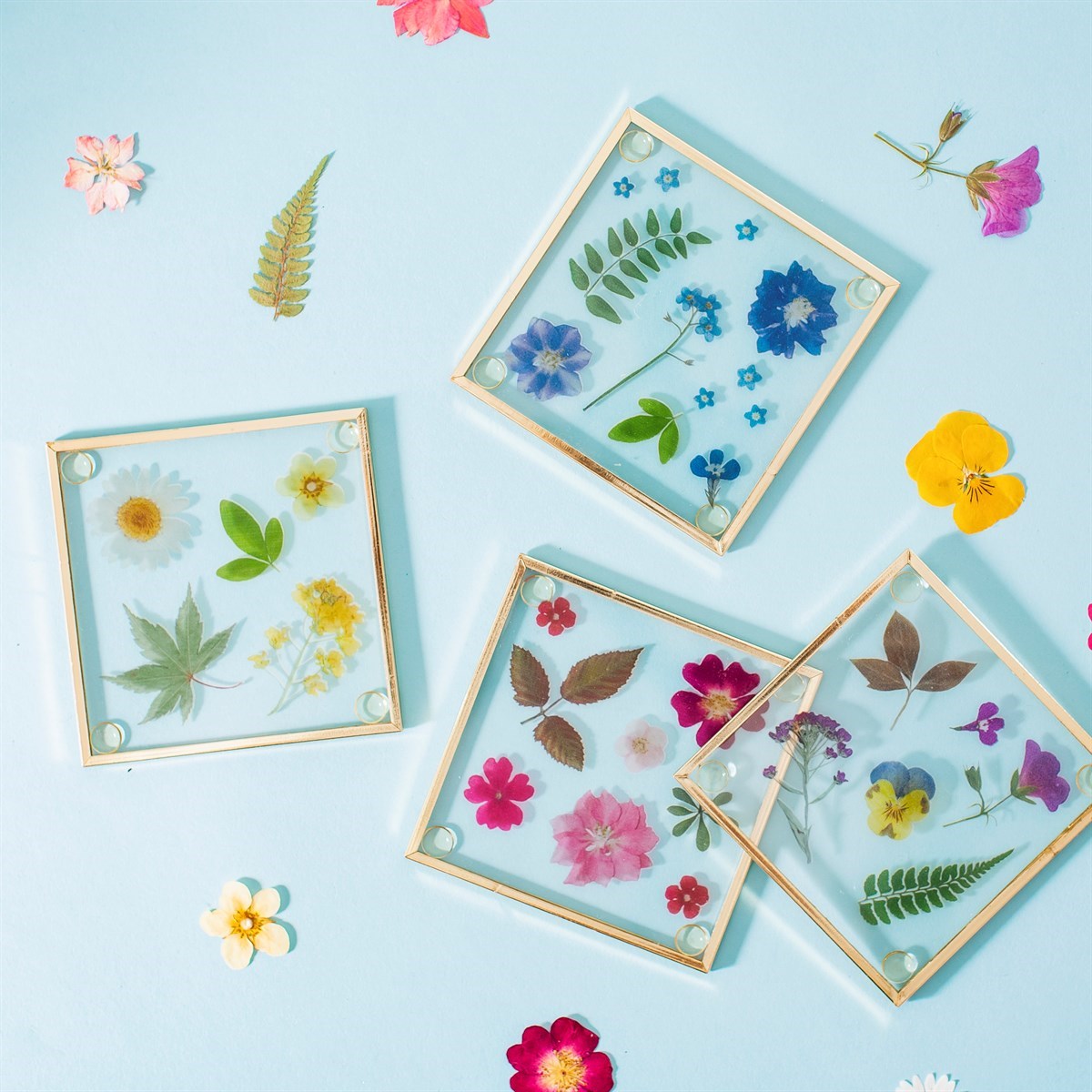 Sass and Belle Glass Flower Coasters