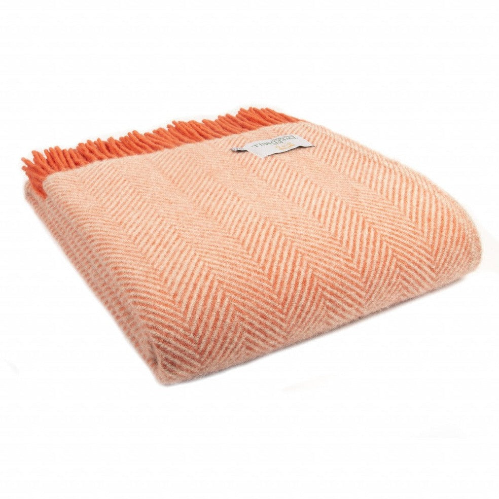 Tweedmill Flamingo and Pearl Lifestyle Herringbone Throw