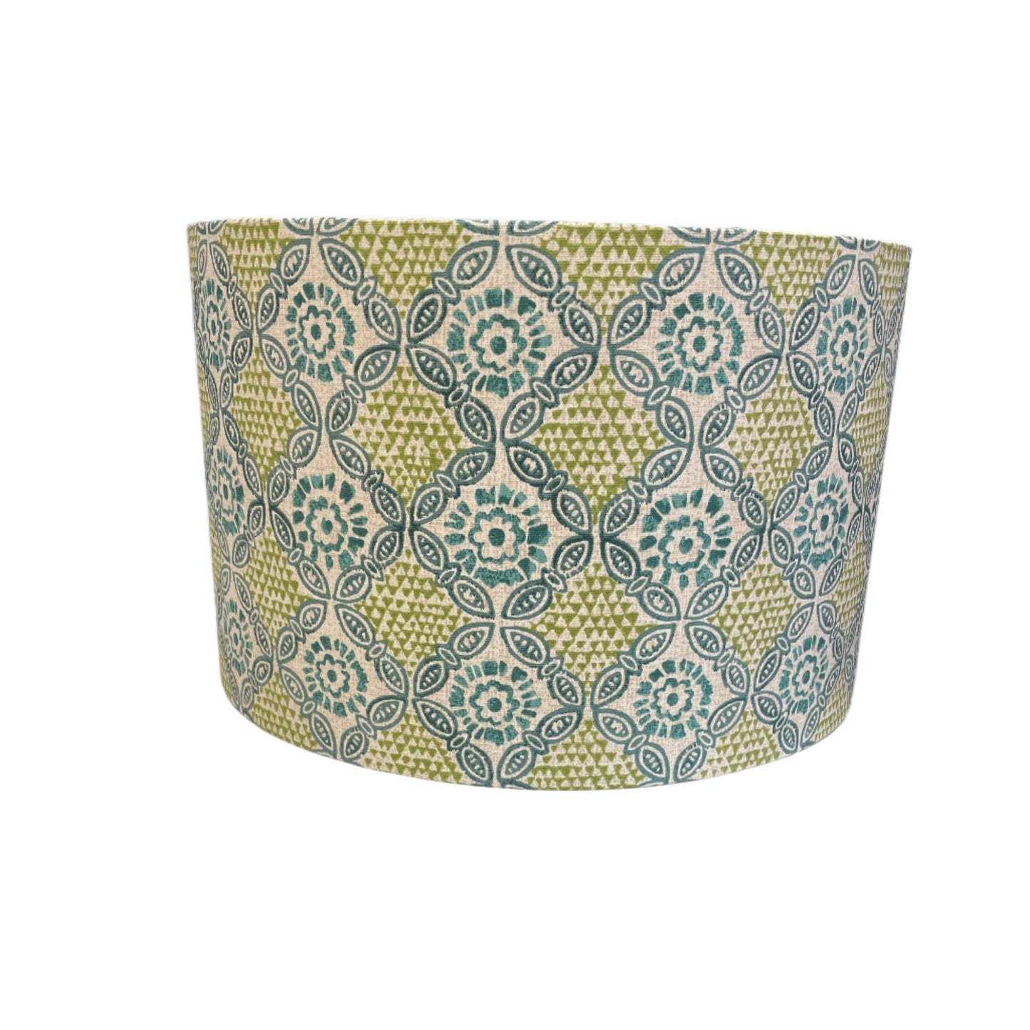 Raspberry Leaf Interiors Handmade Lampshade, 40cm Drum Stardust Opal Fabric